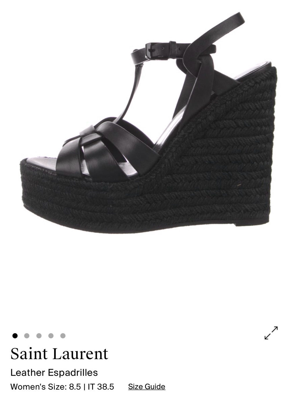 Yves Saint Laurent Black Leather Espadrilles